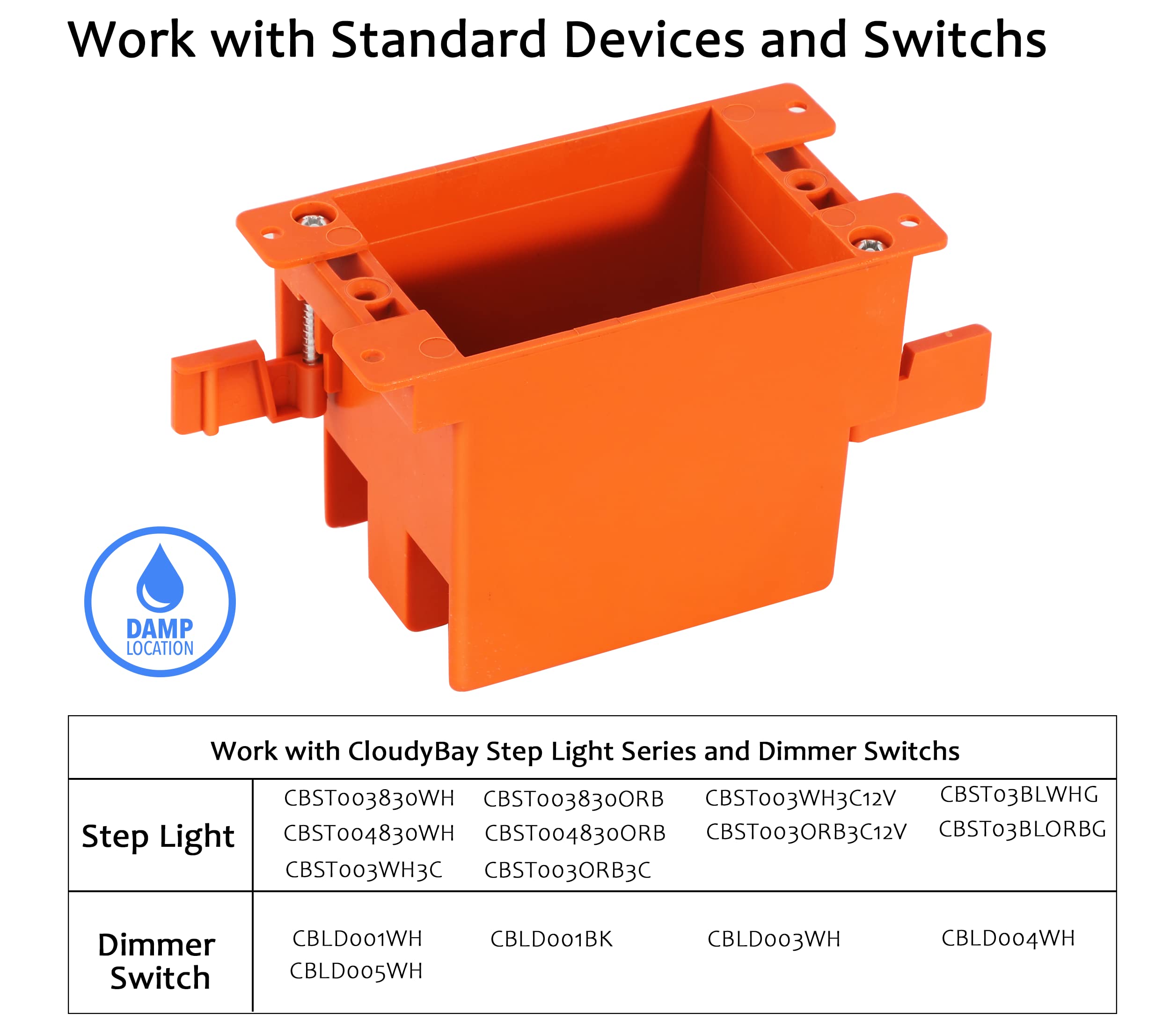 [3 Pack] CLOUDY BAY Single Gang Electrical Outlet Box,14 Cubic Inch Junction Box,Old Work Box,UL Listed - Image 4