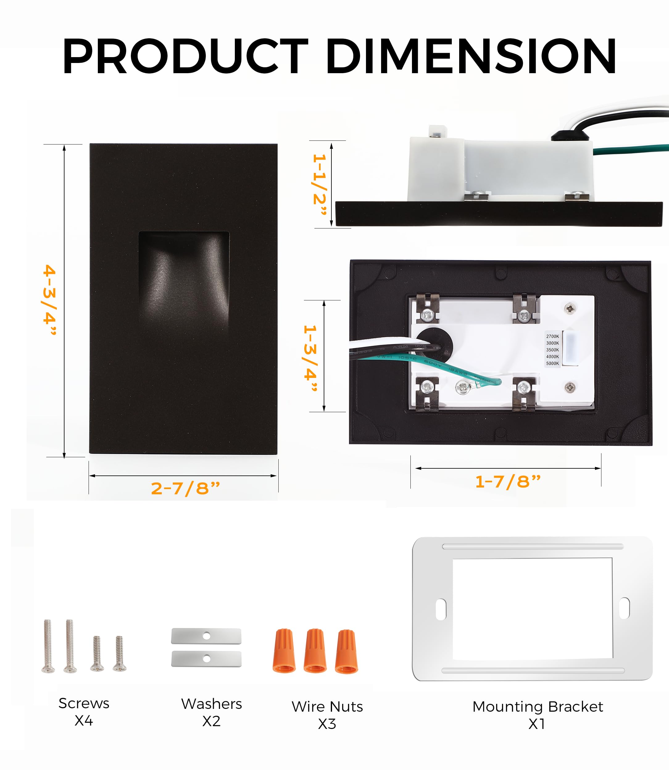 CLOUDY BAY 120V Dimmbale 5 Color LED Indoor Outdoor Step Light,2700K/3000K/3500K/4000K/5000K 3W 35lm,Stair Light,Oil Rubbed Bronze,6 Pack - Image 8