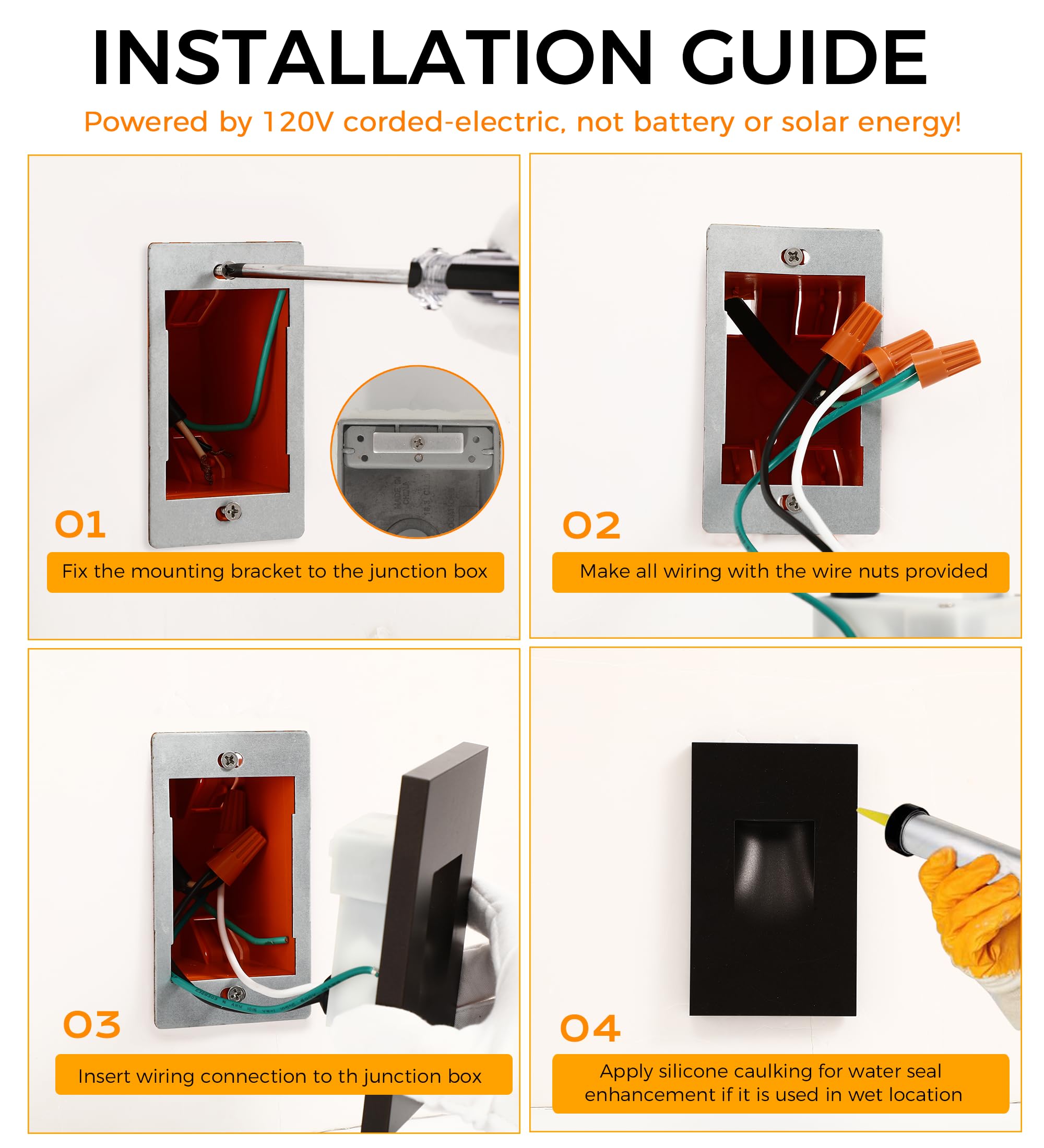 CLOUDY BAY 120V Dimmbale 5 Color LED Indoor Outdoor Step Light,2700K/3000K/3500K/4000K/5000K 3W 35lm,Stair Light,Oil Rubbed Bronze,6 Pack - Image 9