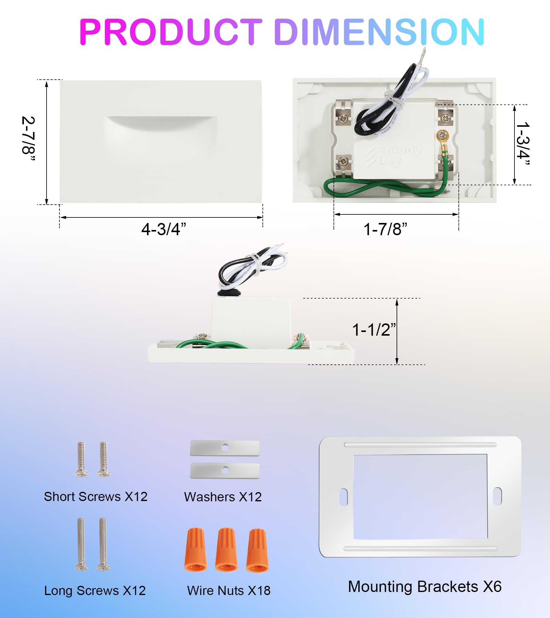 CLOUDY BAY 120V Indoor Outdoor Smart LED Step Lights, RGBCW Color Changing Stair Lights,3W 2700K-6500K,Hub Included,Compatible with Alexa and Google Home Assistant, 6 Pack - Image 7