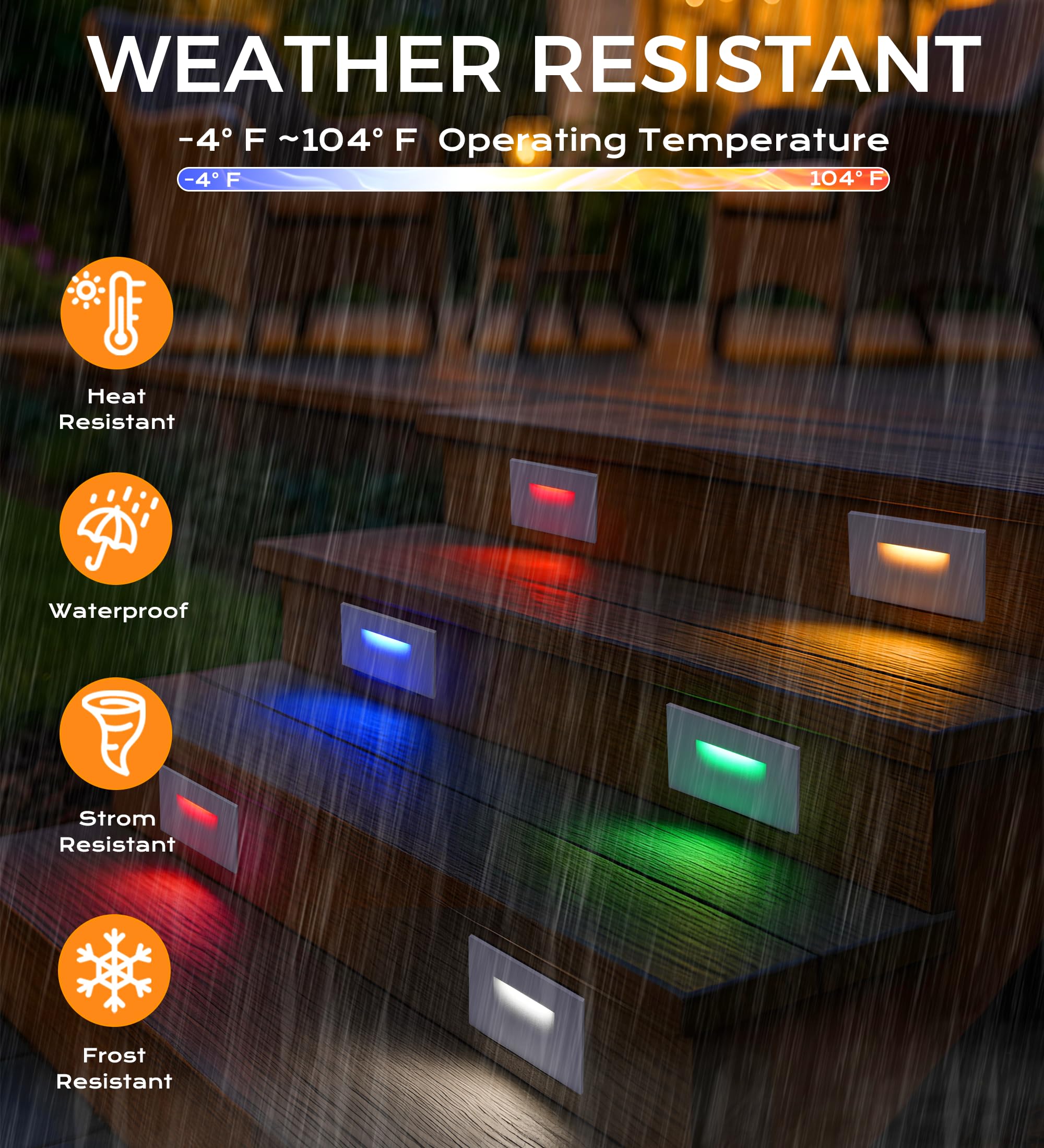 CLOUDY BAY 120V RGBCW LED Indoor Outdoor Step Light,3W 2700K 5000K RGB Selectable Stair Lights,Pack of 3 - Image 4