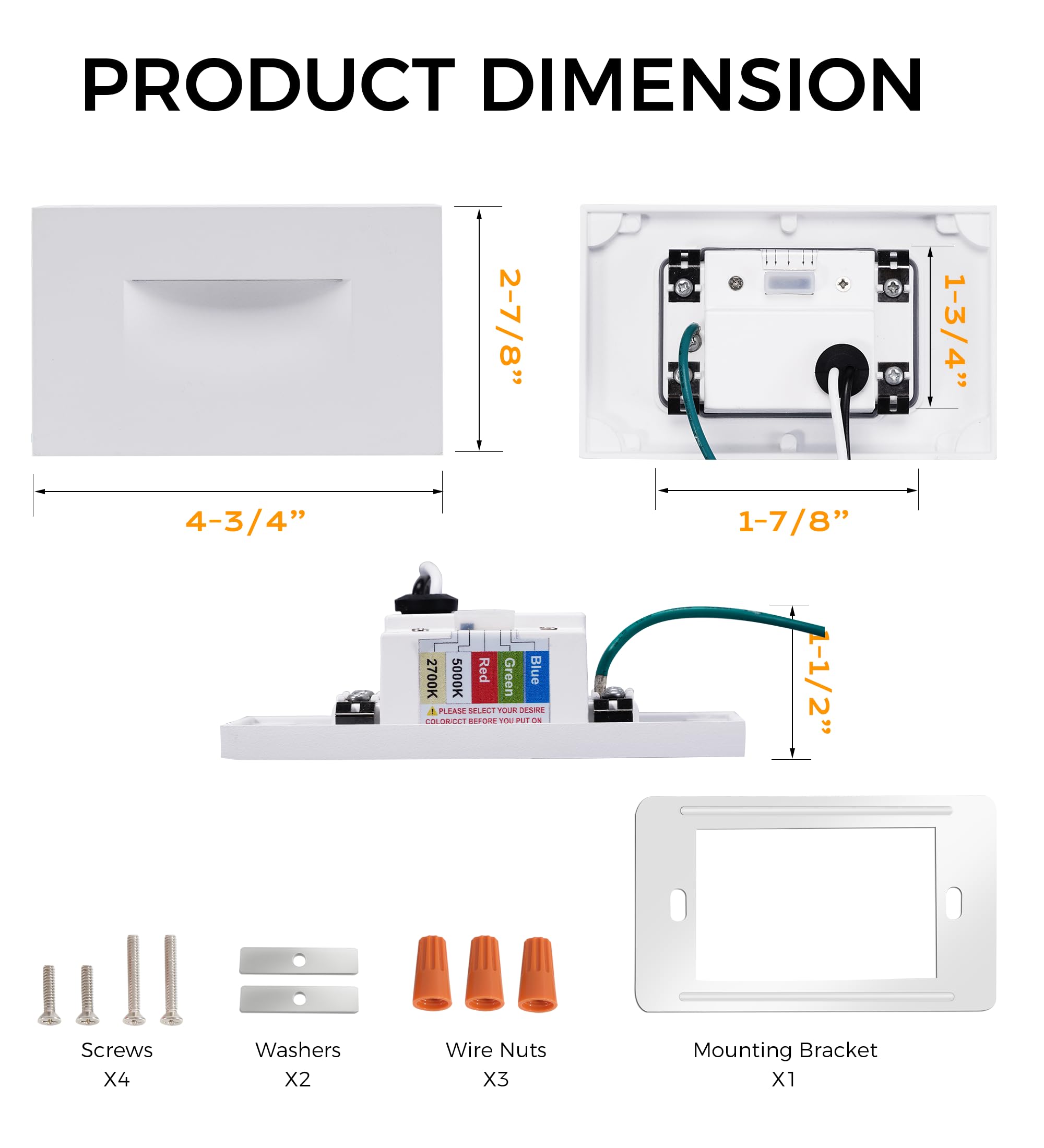 CLOUDY BAY 120V RGBCW LED Indoor Outdoor Step Light,3W 2700K 5000K RGB Selectable Stair Lights,Pack of 3 - Image 6