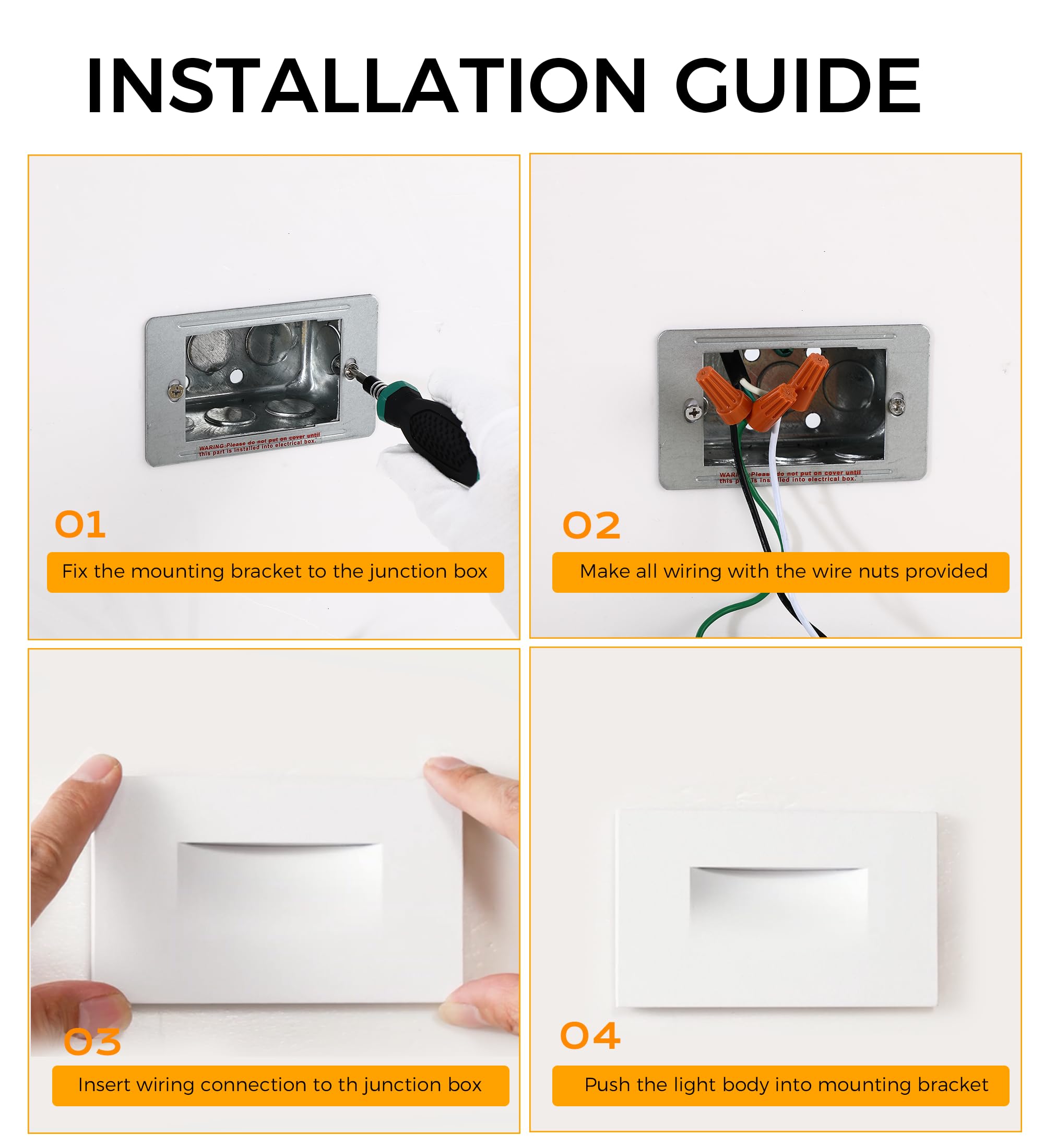 CLOUDY BAY 120V RGBCW LED Indoor Outdoor Step Light,3W 2700K 5000K RGB Selectable Stair Lights,Pack of 3 - Image 8