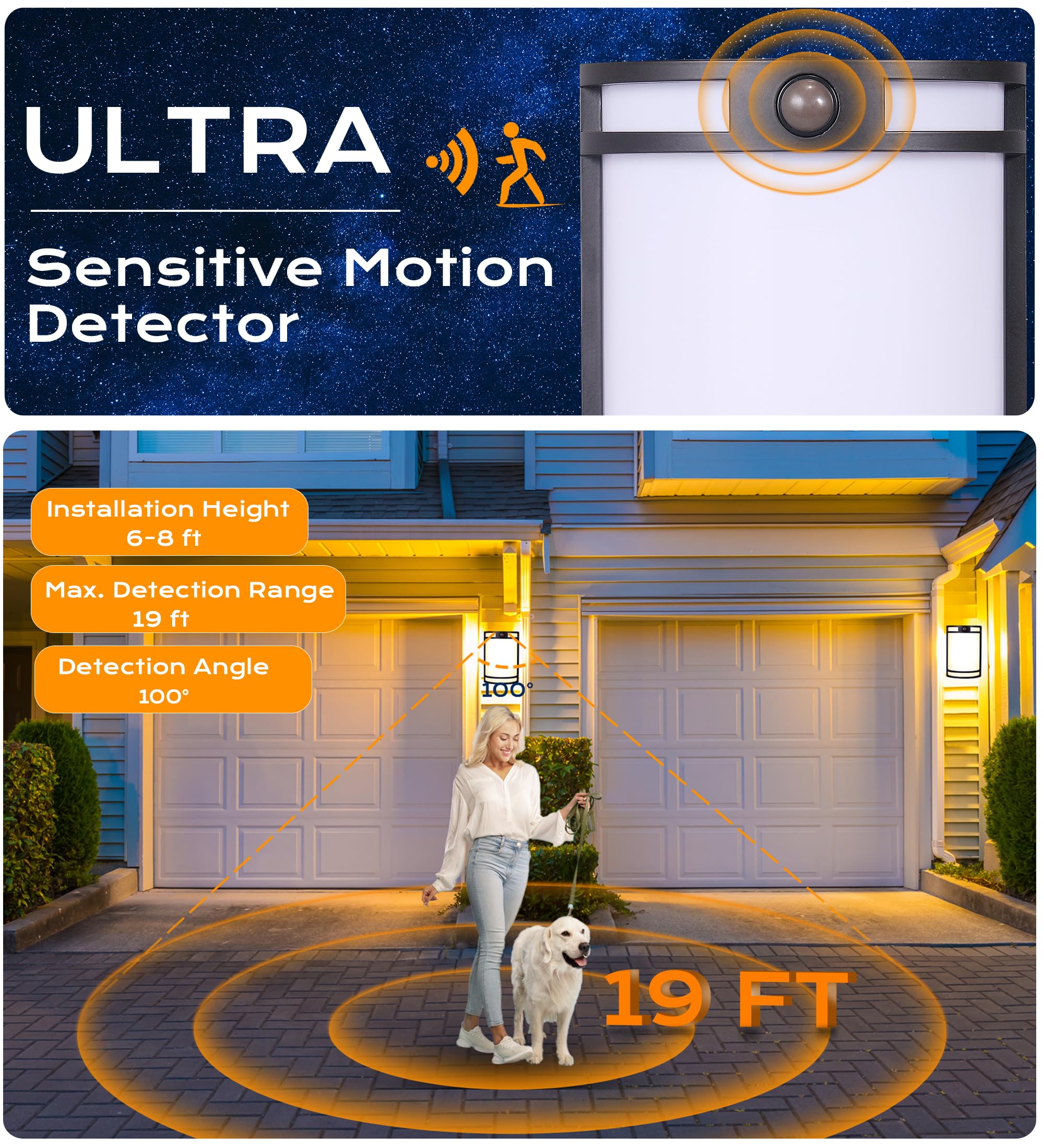 CLOUDY BAY 3 Color Indoor Outdoor Motion Sensor LED Wall Light,120V 15W 1000LM Wall Sconce,3000K/4000K/5000K Selectable,Wet Location,Oil Rubbed Bronze - Image 4