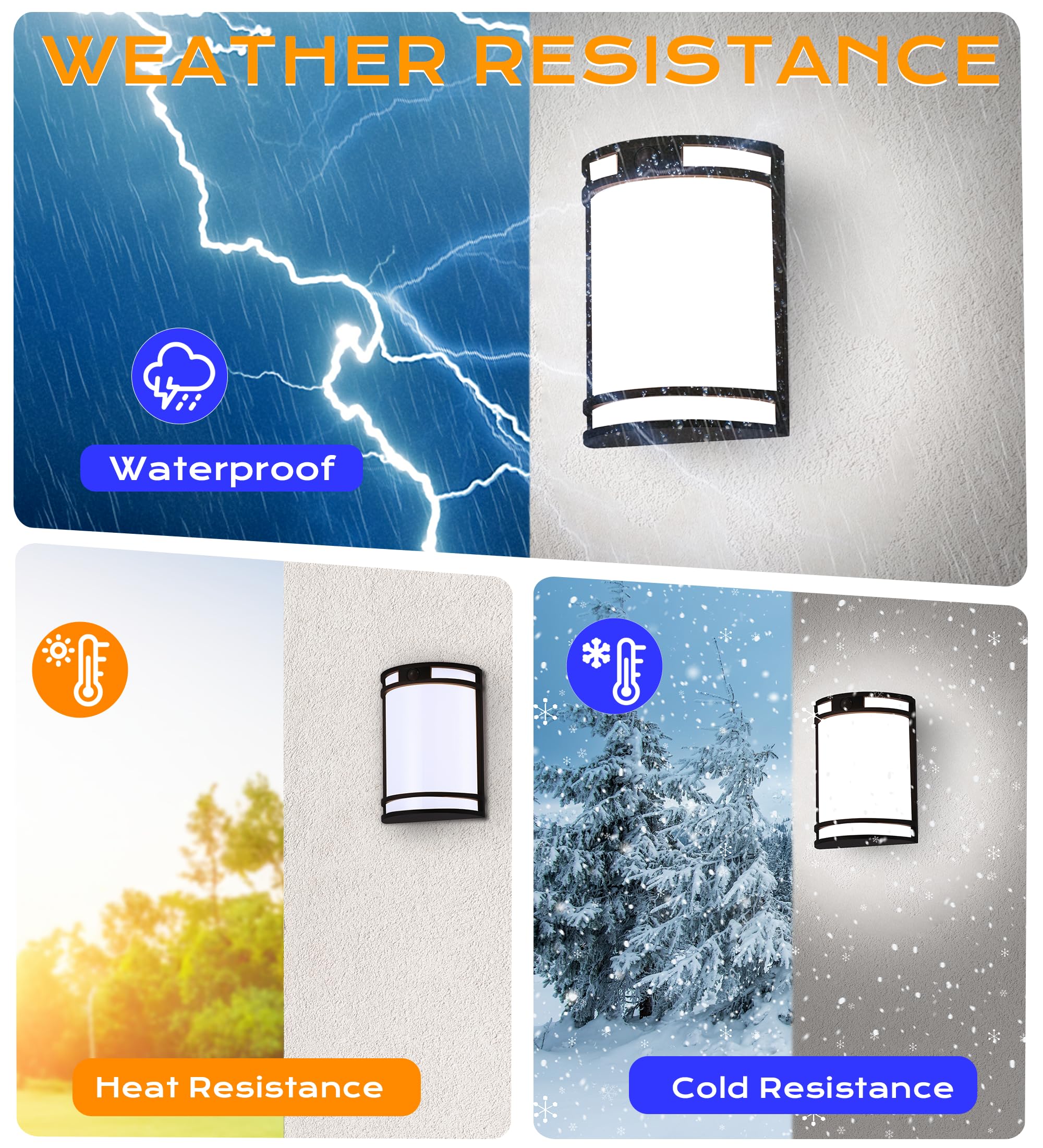 CLOUDY BAY 3 Color Indoor Outdoor Motion Sensor LED Wall Light,120V 15W 1000LM Wall Sconce,3000K/4000K/5000K Selectable,Wet Location,Oil Rubbed Bronze - Image 5