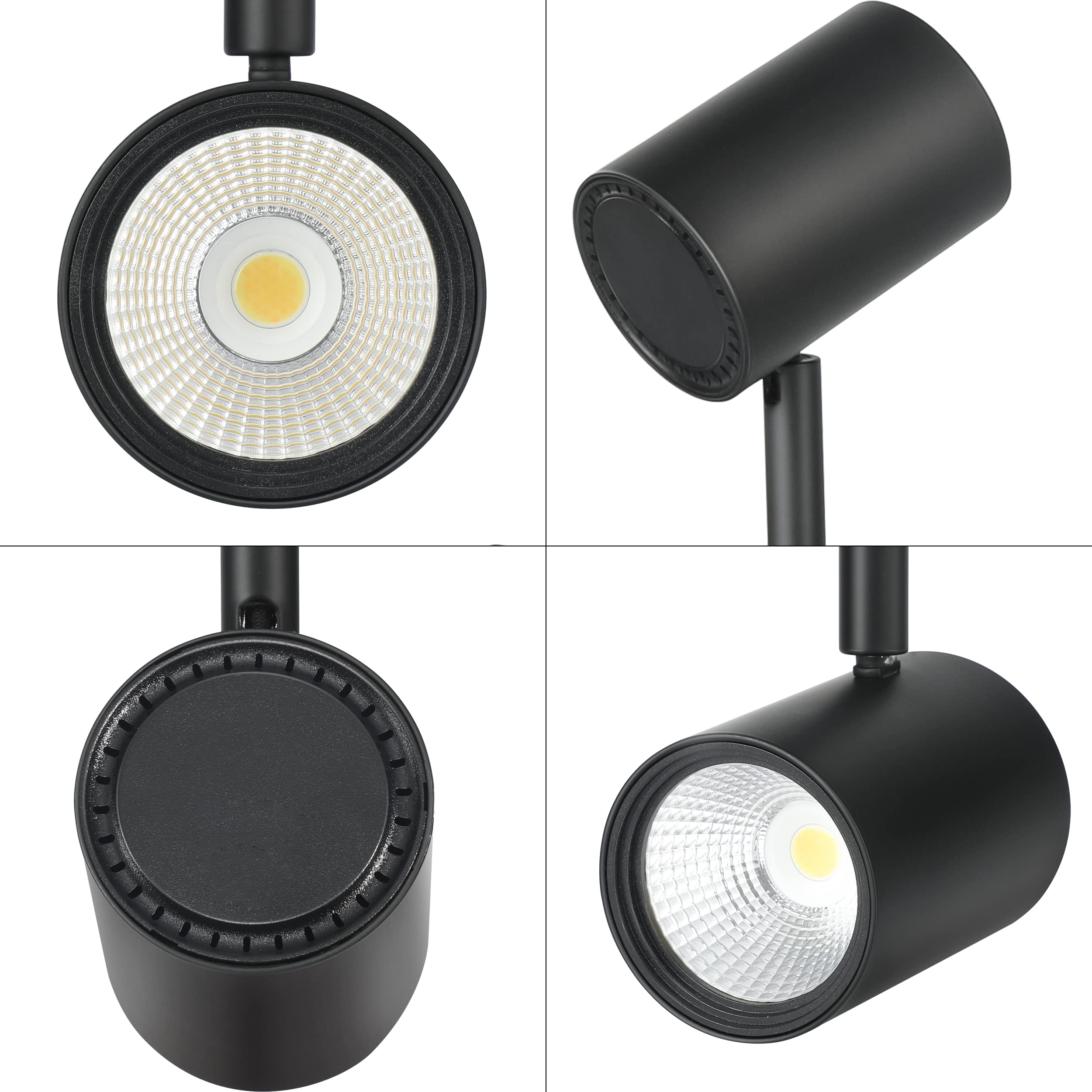 CLOUDY BAY 30W 4-Head LED Dimmable Track Light Kit,3000K/4000K/5000K Selectable 2400lm CRI90,Flexibly Rotatable Light Head for Accent Decorative Lighting,Black - Image 6