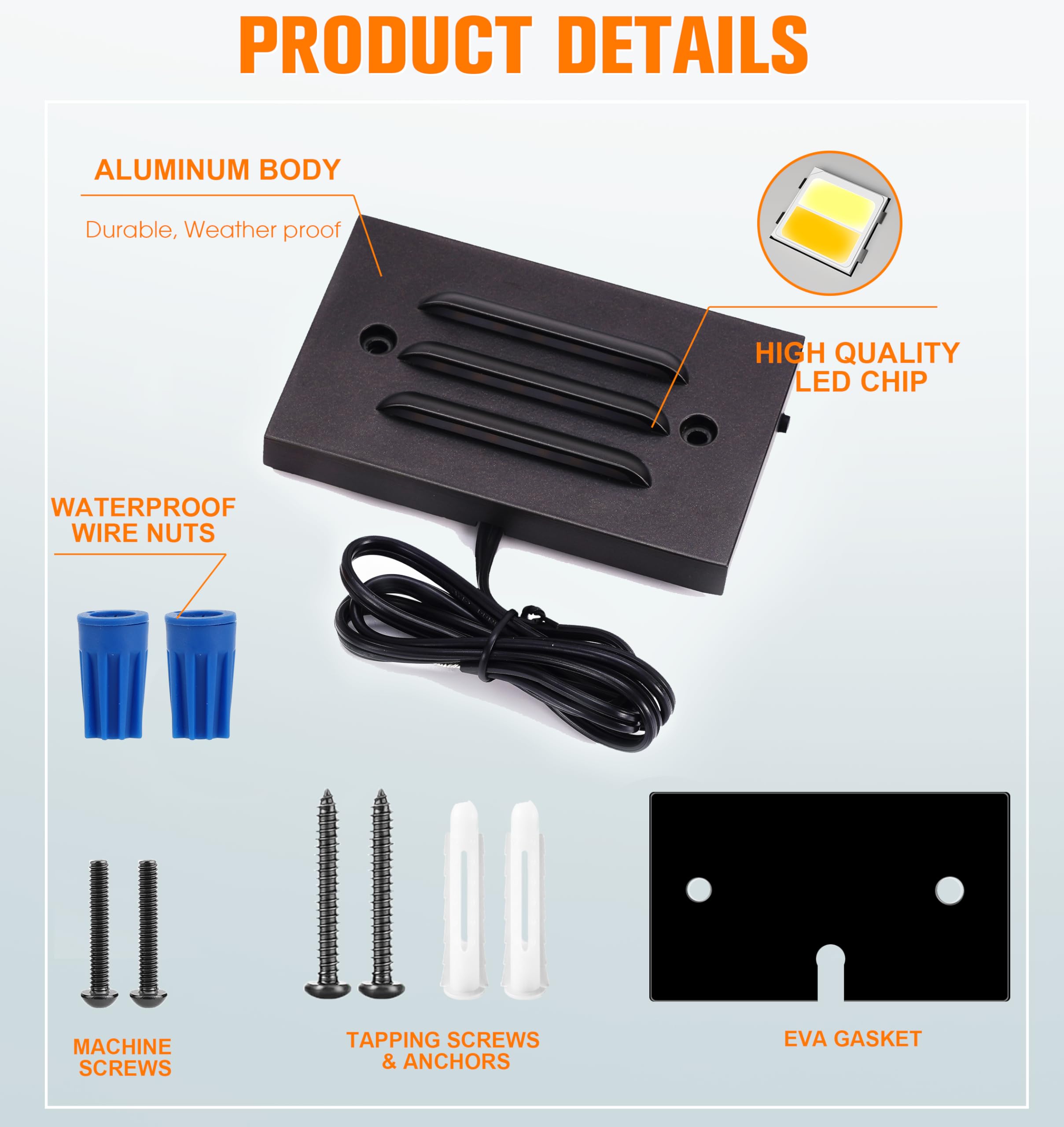 CLOUDY BAY 4 Inch 5CCT 12V 4W Low Voltage LED Step Light with Horizontal Louvered Faceplate for Steps Decks Stairs,Outdoor Stair Lights,Wet Locations,6 Pack,Oil Rubbed Bronze - Image 8