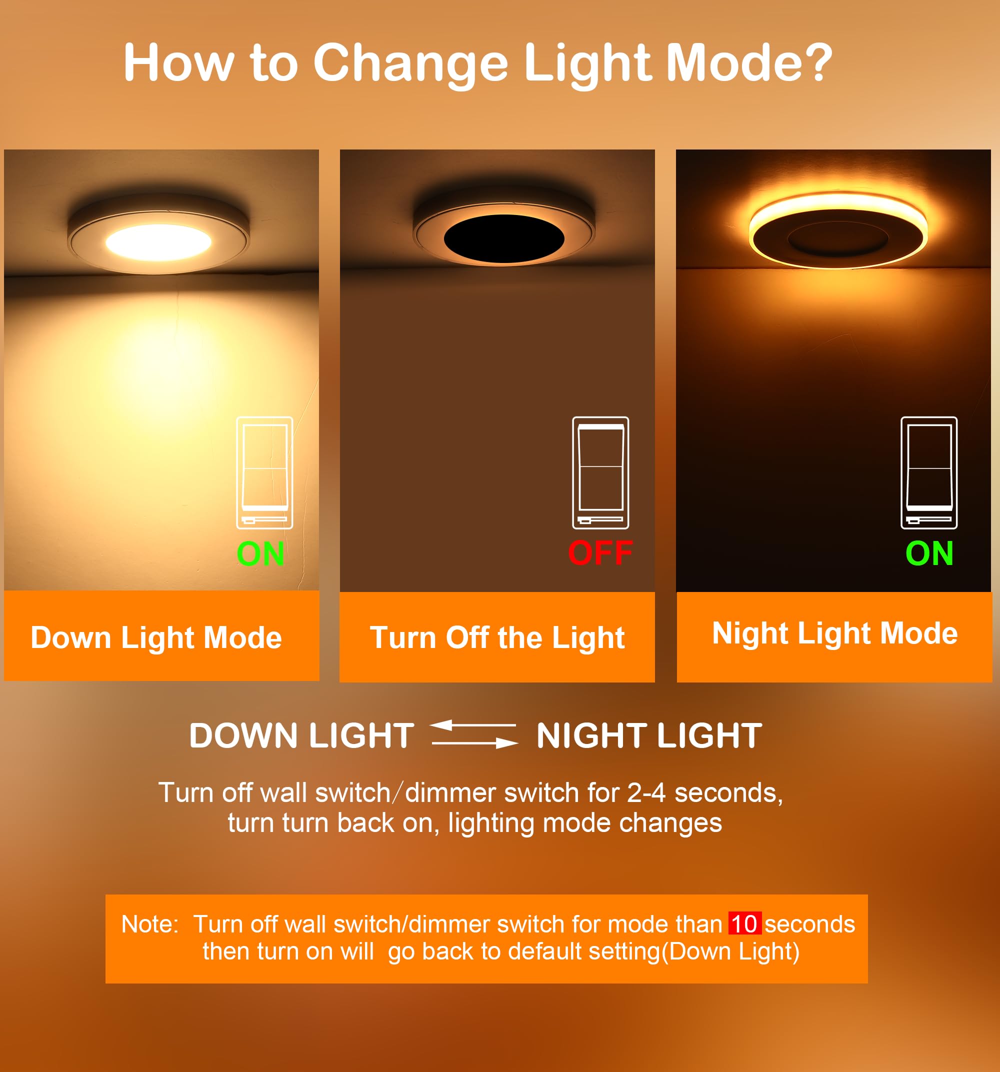 CLOUDY BAY [6 Pack] 3 Inch 5CCT LED Recessed Down Light with Night Light,2700K/3000K/3500K/4000K/5000K Selectable Ultra-Thin Recessed Lighting,Dimmable Canless Wafer Downlight - Image 5
