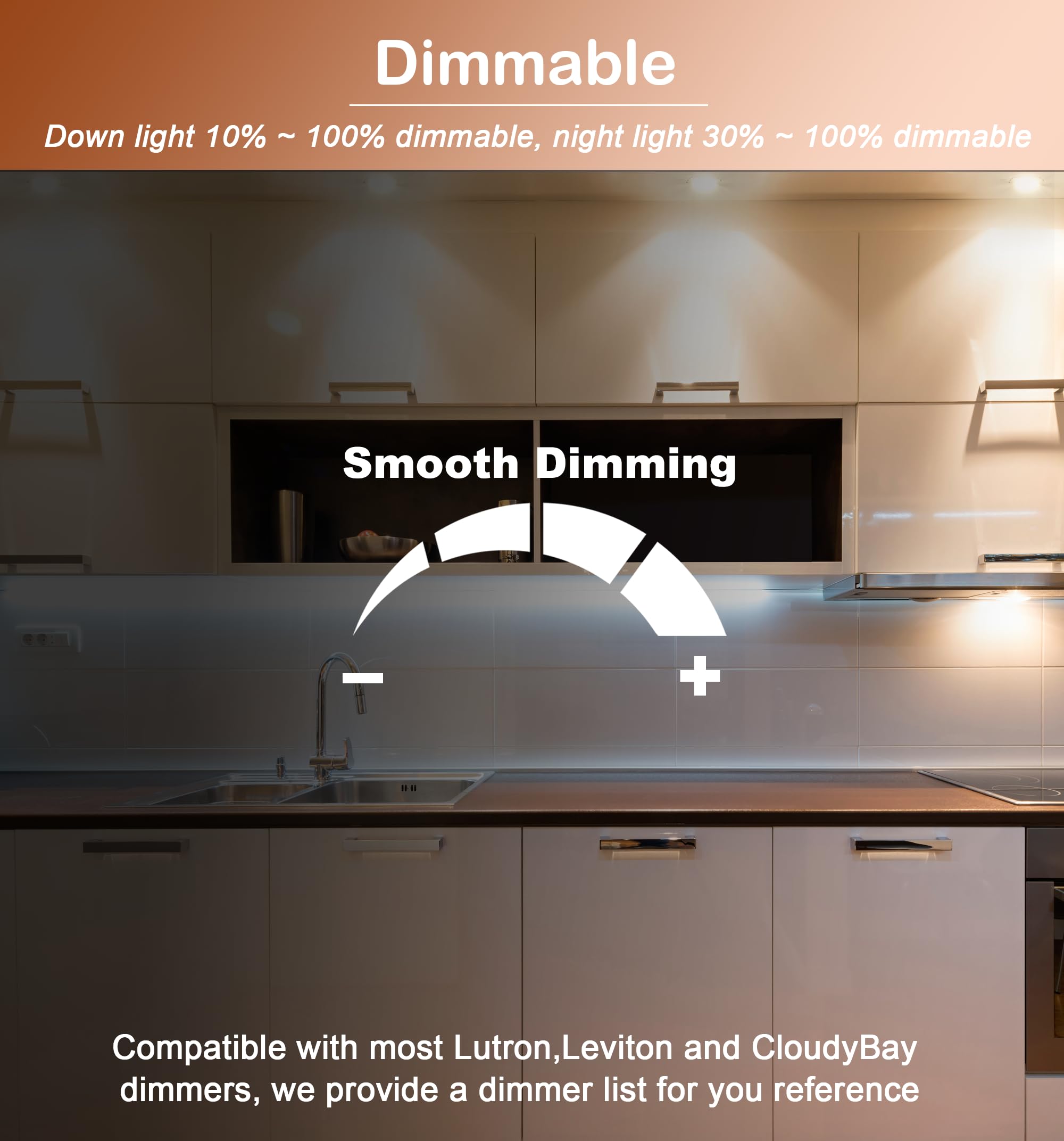 CLOUDY BAY [6 Pack] 3 Inch 5CCT LED Recessed Down Light with Night Light,2700K/3000K/3500K/4000K/5000K Selectable Ultra-Thin Recessed Lighting,Dimmable Canless Wafer Downlight - Image 9