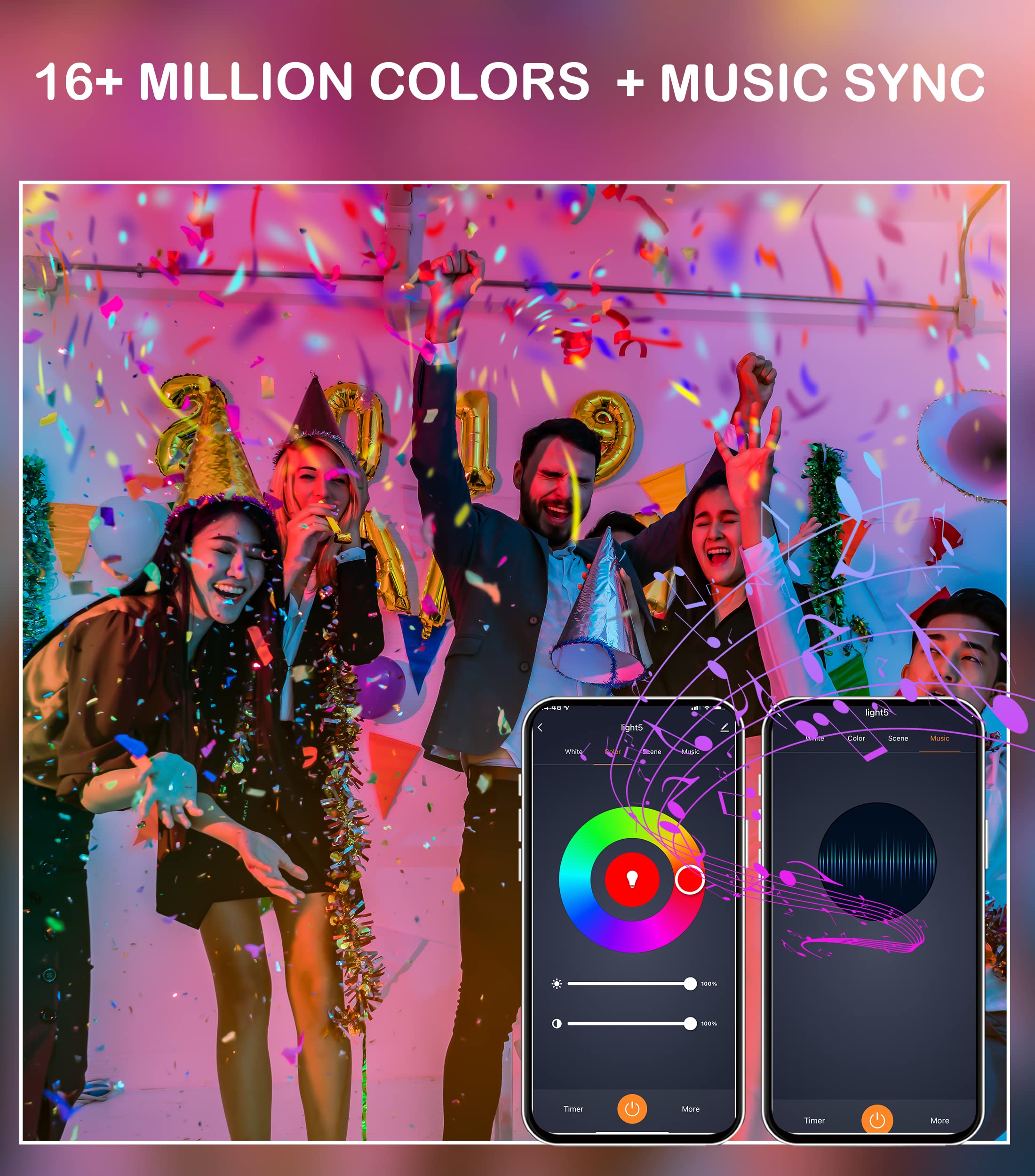 CLOUDY BAY 6inch Smart WiFi LED Recessed Lighting,RGBCW Color Changing, Compatible with Alexa and Google Home Assistant, No Hub Required,15W 2700K-6500K,CRI90+,1 Pack - Image 5