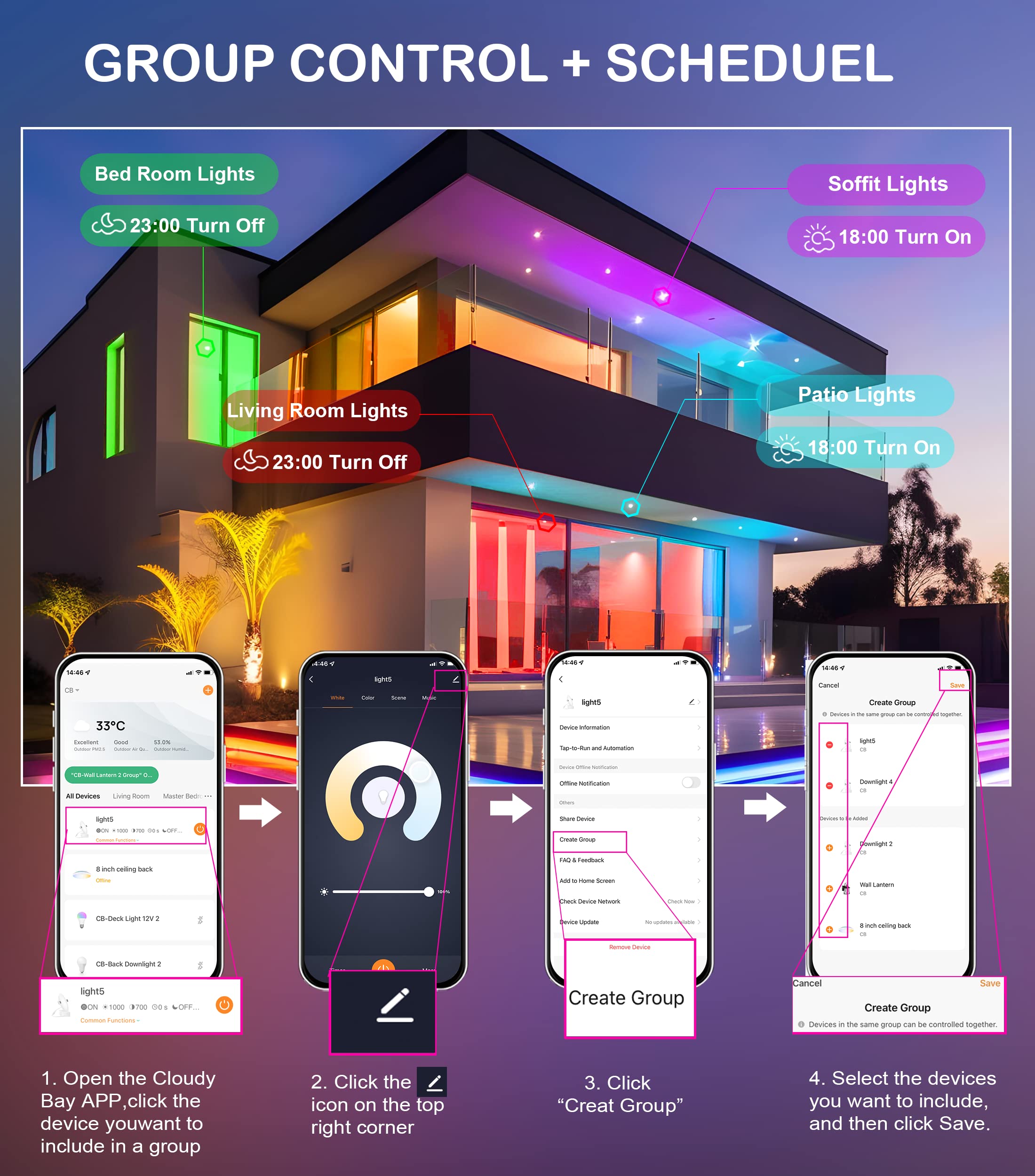 CLOUDY BAY 6inch Smart WiFi LED Recessed Lighting,RGBCW Color Changing, Compatible with Alexa and Google Home Assistant, No Hub Required,15W 2700K-6500K,CRI90+,1 Pack - Image 7