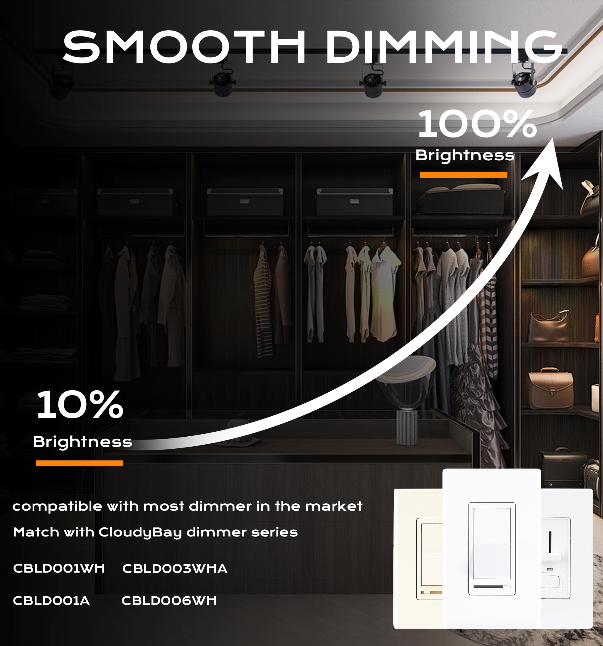 CLOUDY BAY 8W Dimmable LED Track Light Head,4000K Cool White CRI90+ True Color Rendering Adjustable Tilt Angle Track Lighting Fixture,40° Angle for Accent Retail,Black Finish,Halo Type- Pack of 6 - Image 5