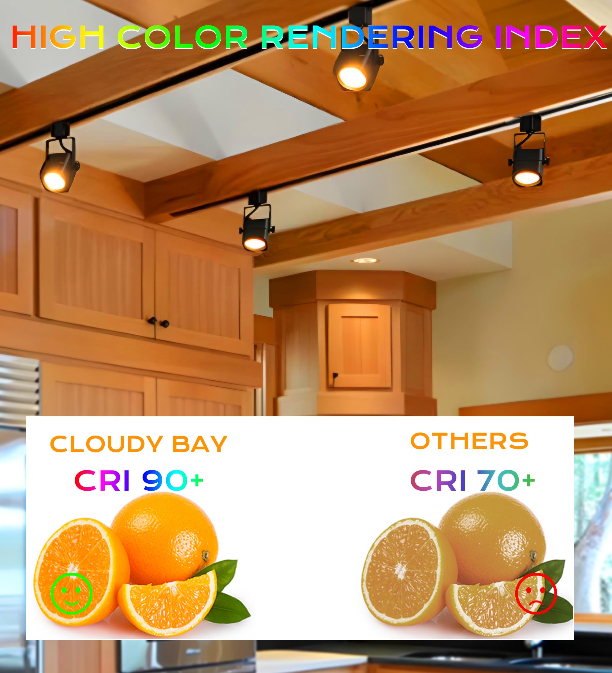 CLOUDY BAY 8W Dimmable LED Track Light Head,4000K Cool White CRI90+ True Color Rendering Adjustable Tilt Angle Track Lighting Fixture,40° Angle for Accent Retail,Black Finish,Halo Type- Pack of 6 - Image 7