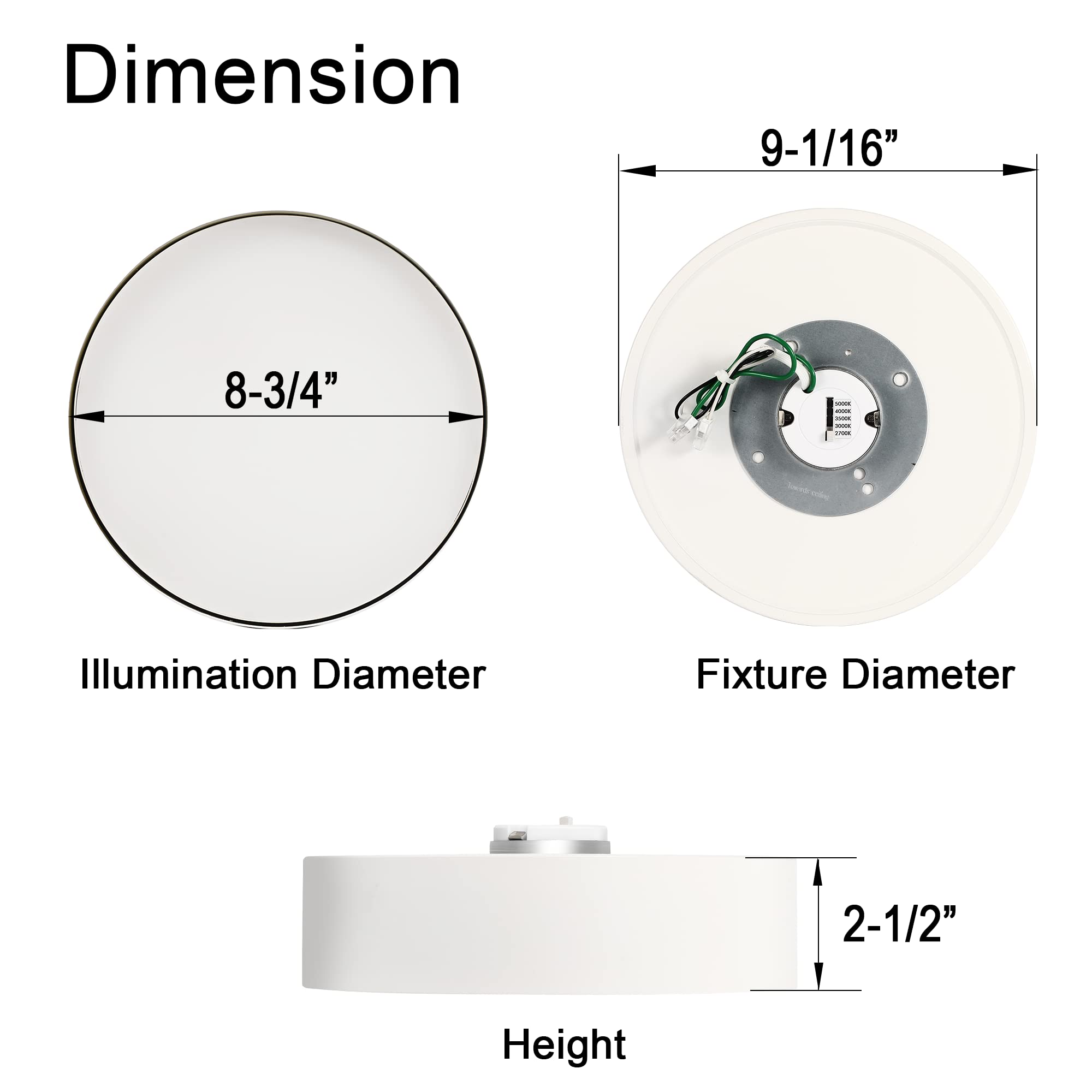 CLOUDY BAY 9 inch 5CCT 1200LM LED Flush Mount Ceiling Light Fixture,Sandy White with Gold Inside,2700K/3000K/3500K/4000K/5000K Selectable Selectable,120V 18W CRI90+,Dimmable - Image 5