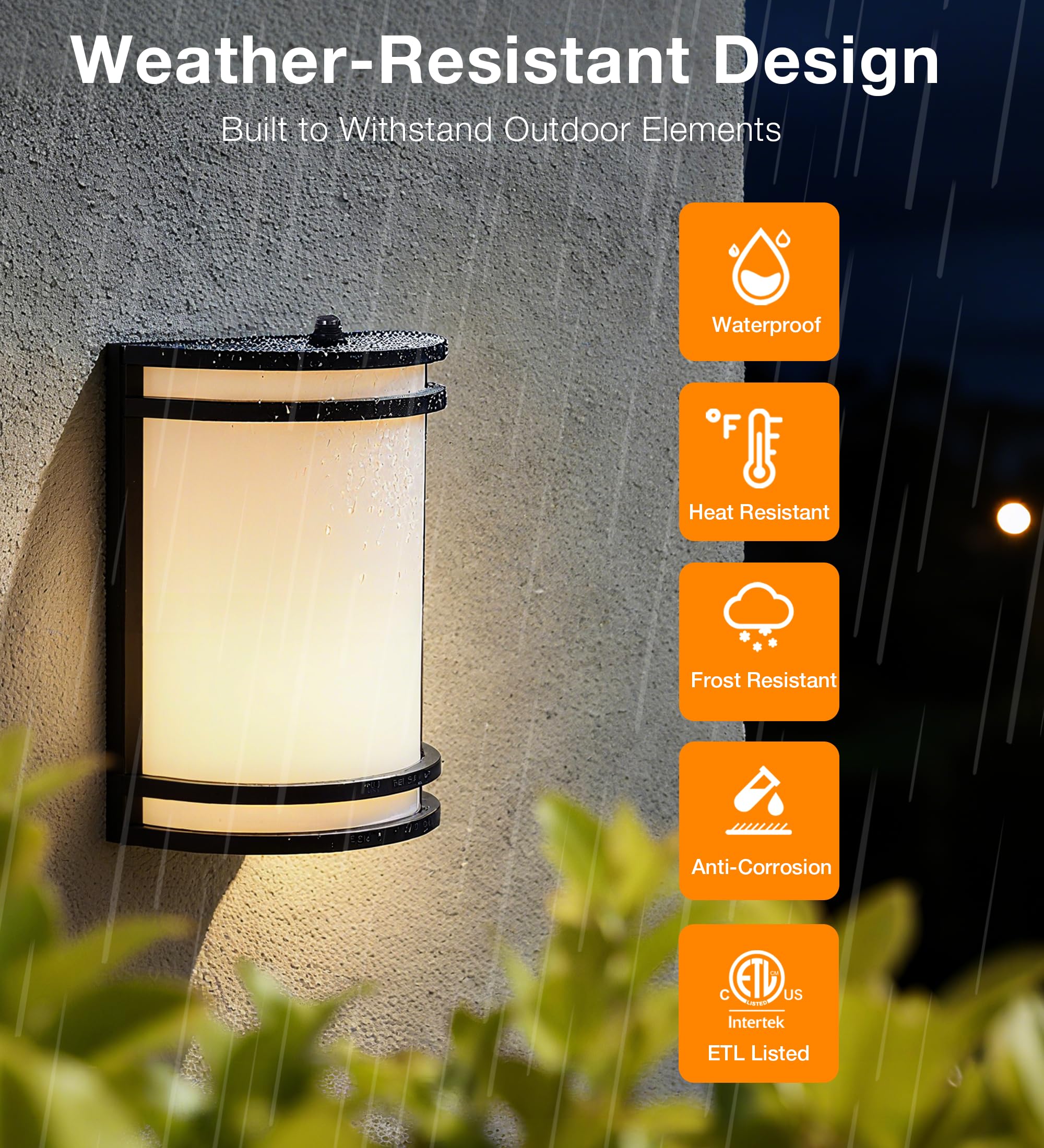 CLOUDY BAY Dusk to Dawn LED Outdoor Wall Sconce,3000K /4000K /5000K Adjustable,15W Porch Light,Oil Rubbed Bronze,2 Pack - Image 4