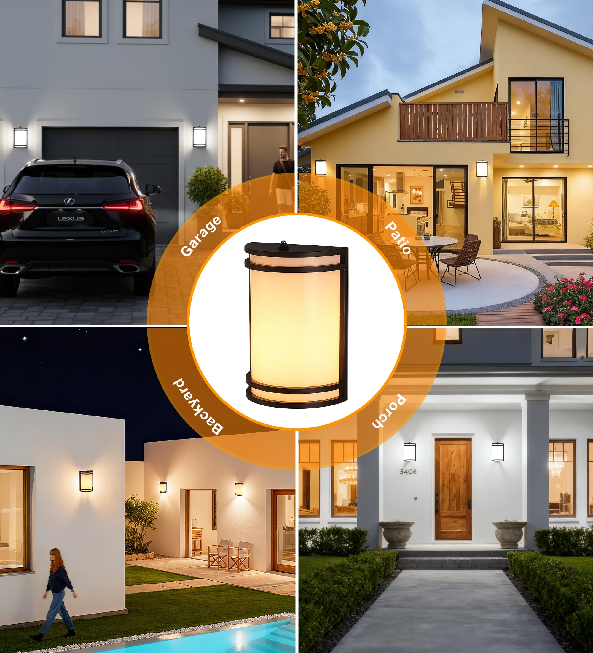 CLOUDY BAY Dusk to Dawn LED Outdoor Wall Sconce,3000K /4000K /5000K Adjustable,15W Porch Light,Oil Rubbed Bronze,2 Pack - Image 6