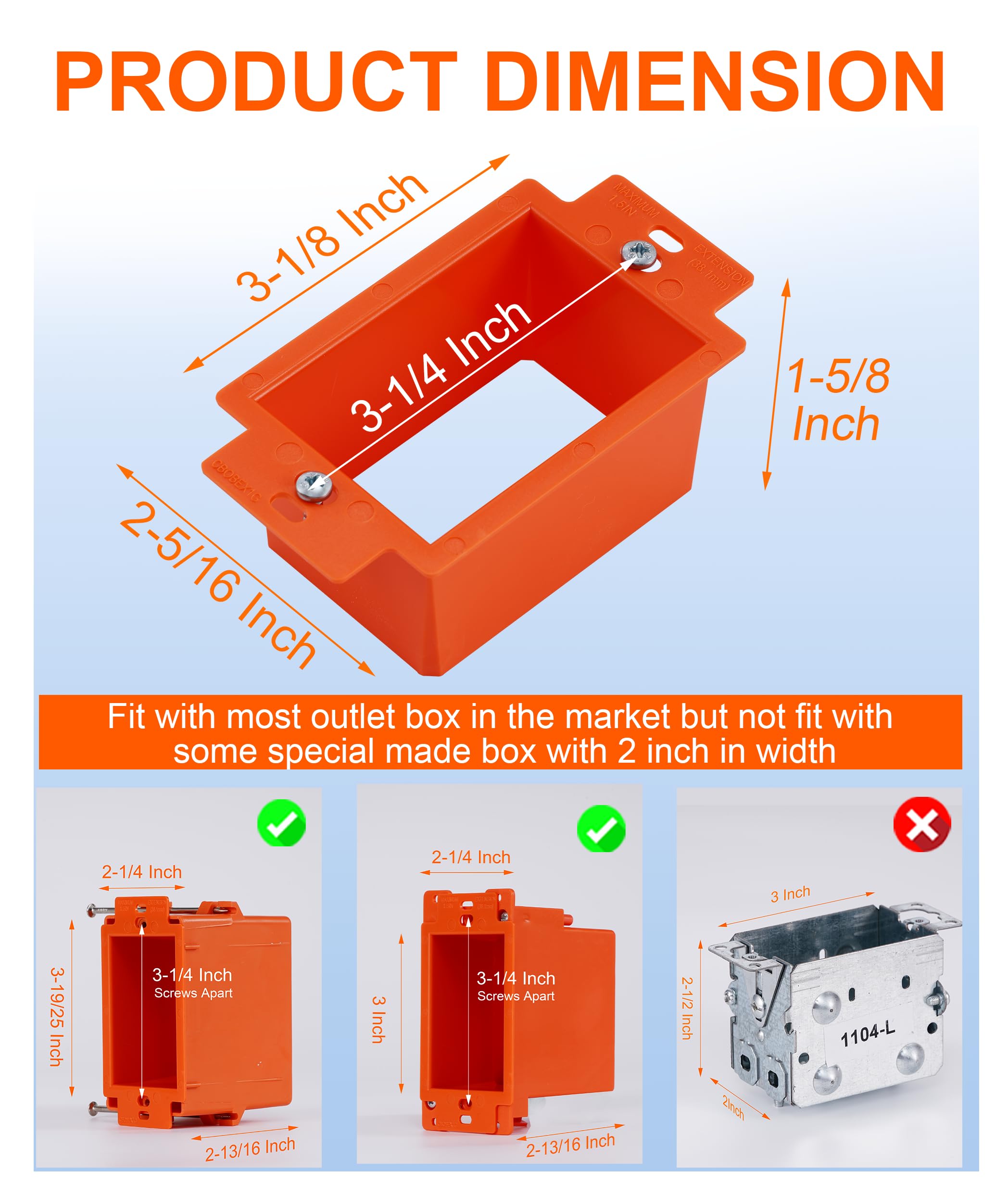 CLOUDY BAY Electrical Outlet Box Extenders, 1 Gang Power Outlet Accessories, Pack of 24 - Image 4
