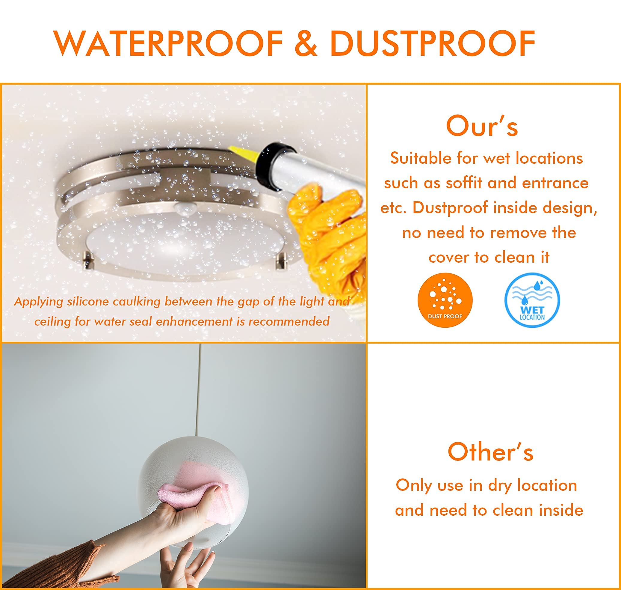 CLOUDY BAY Indoor Outdoor Motion Sensor Flush Mount Porch Ceiling Light,10 inch 5 Color 120V 20W, 5CCT Selectable,Brushed Nickel Finish,Dust Proof,Wet Location,ETL Listed - Image 3