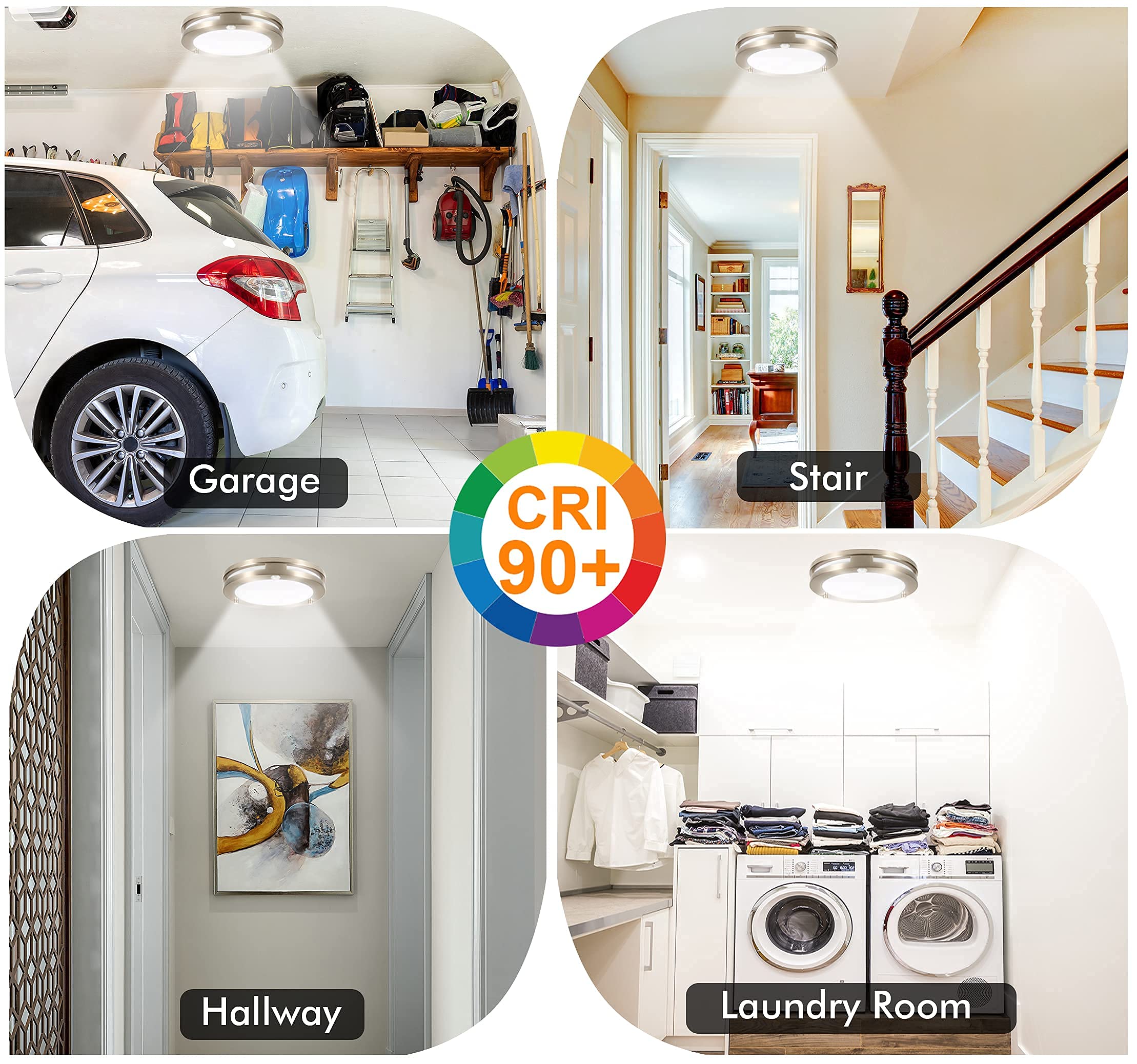 CLOUDY BAY Indoor Outdoor Motion Sensor Flush Mount Porch Ceiling Light,10 inch 5 Color 120V 20W, 5CCT Selectable,Brushed Nickel Finish,Dust Proof,Wet Location,ETL Listed - Image 6