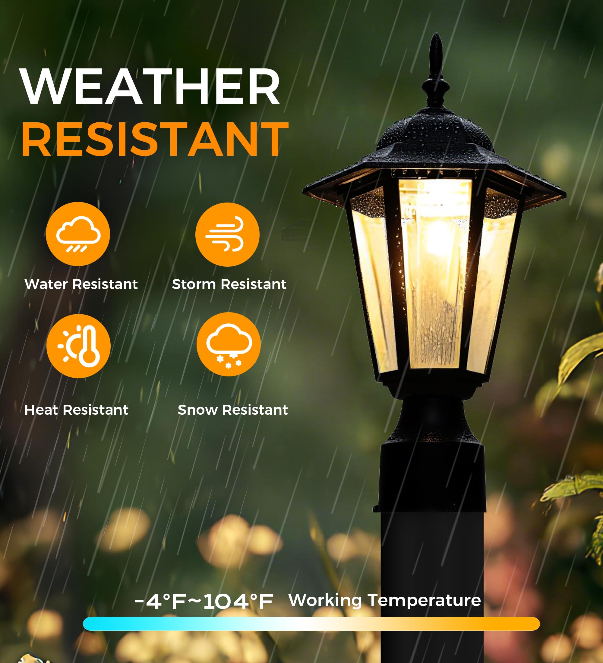 CLOUDY BAY Outdoor Post Light,Pole Lantern, Hardwired, Pier Mount Pole Mount, E26 Base 60W Max,Aluminum Housing Plus Glass,Wet Location Rated,Black - Image 4